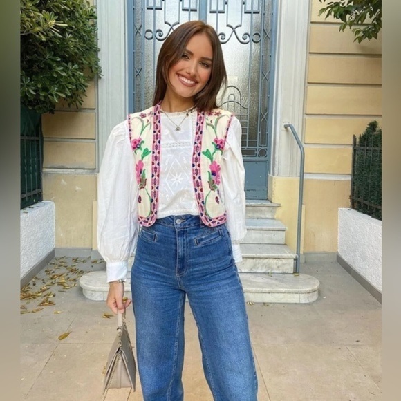 Zara open front embroidered vest 6895/224 - Picture 5 of 16